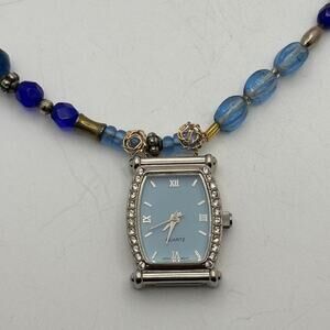Silver blue avon watch pendant